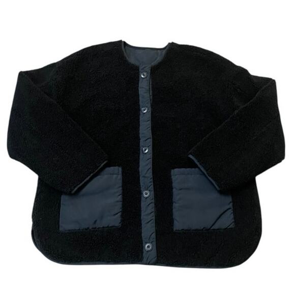 Anthropologie Daily Ritual Reversible Quilted Puffer Teddy Coat Size M - Picture 1 of 8